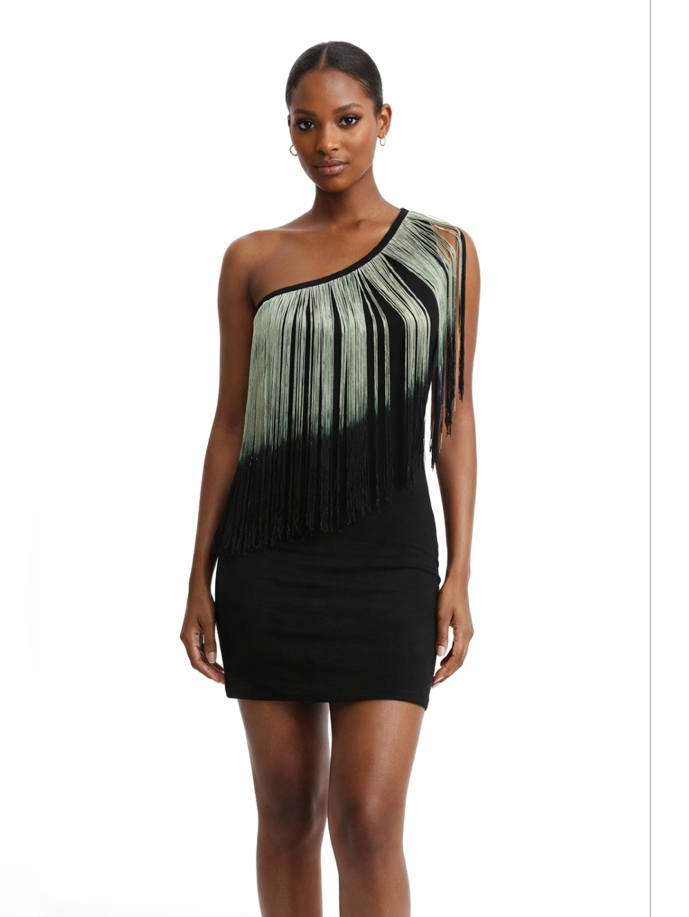 Zara One Shoulder Fringe Dress